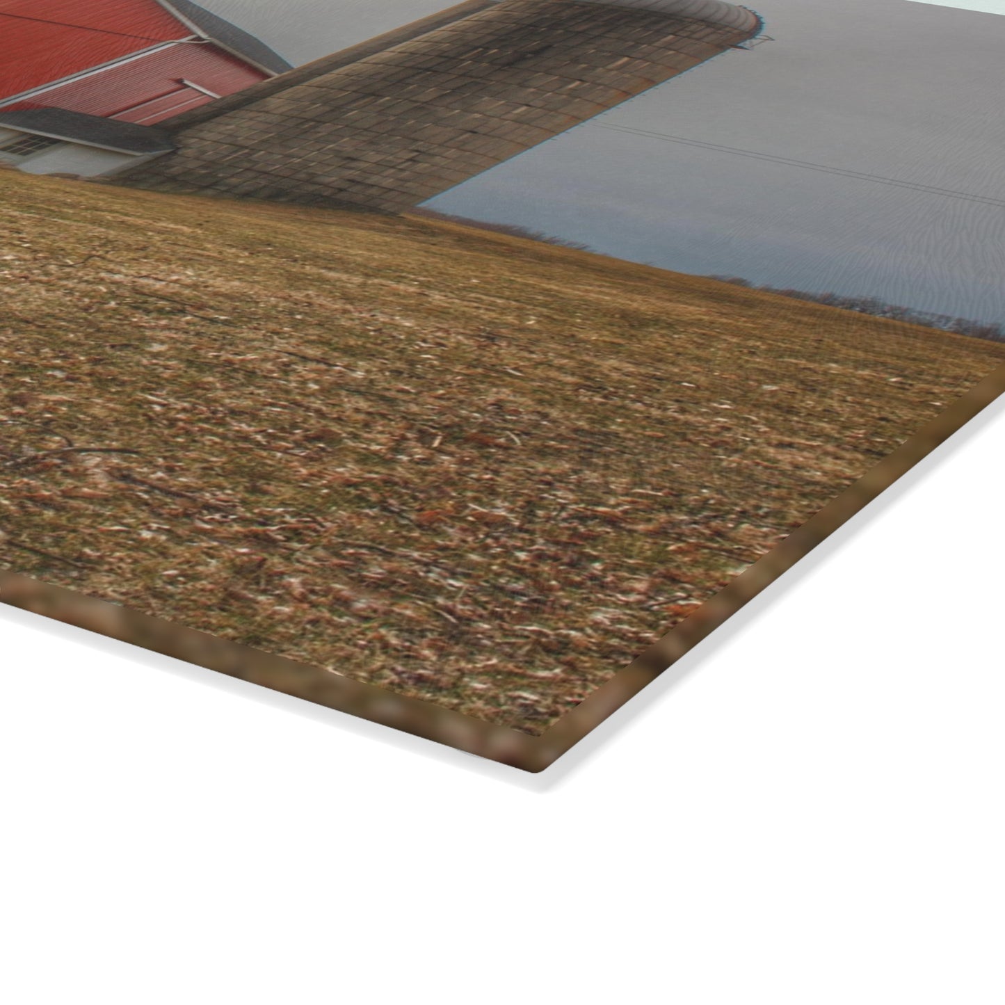 U R There Photography Brocker Road Red II Rustic Farmhouse Tempered-Glass Cutting Board