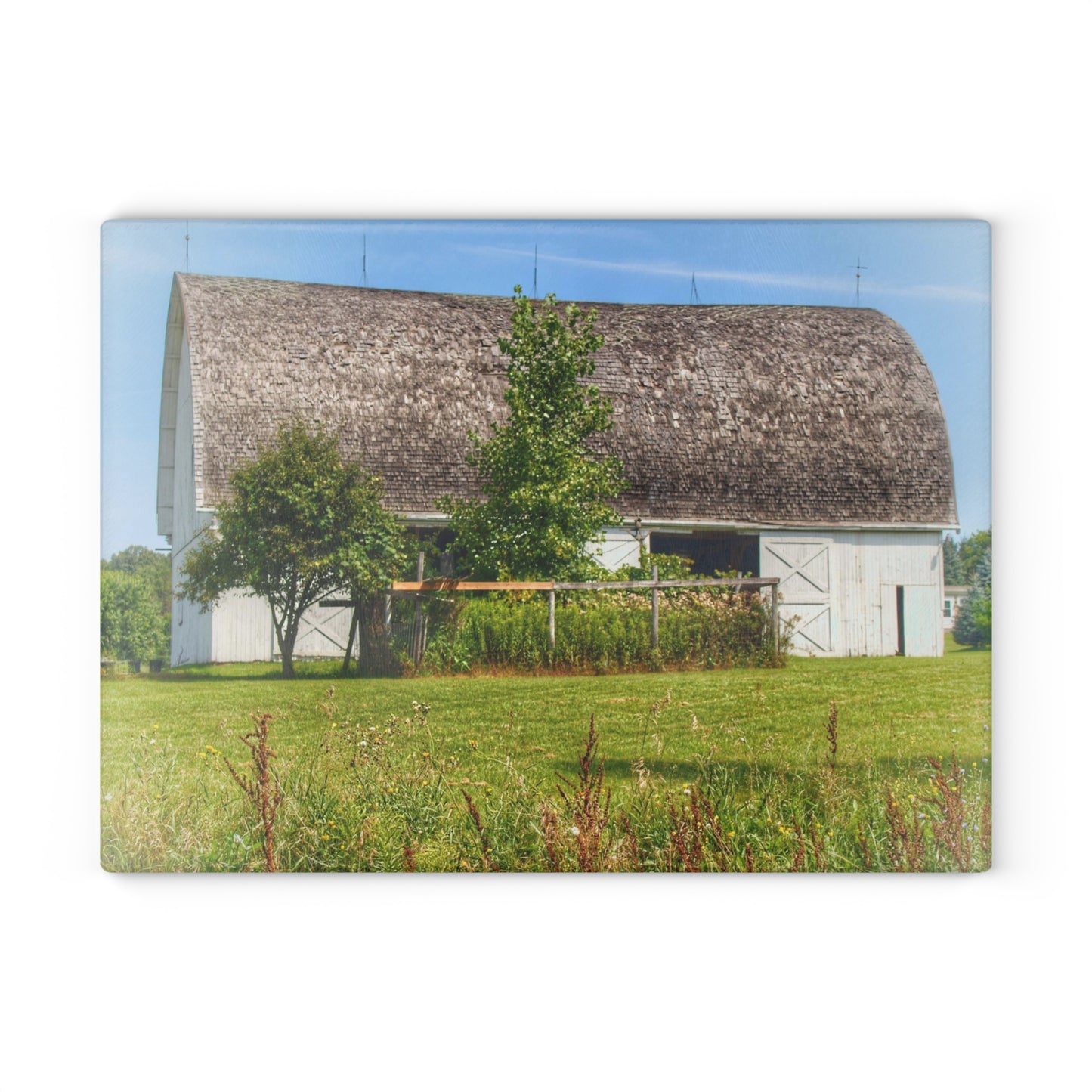 U R There Photography Country White Rustic Farmhouse Tempered-Glass Cutting Board