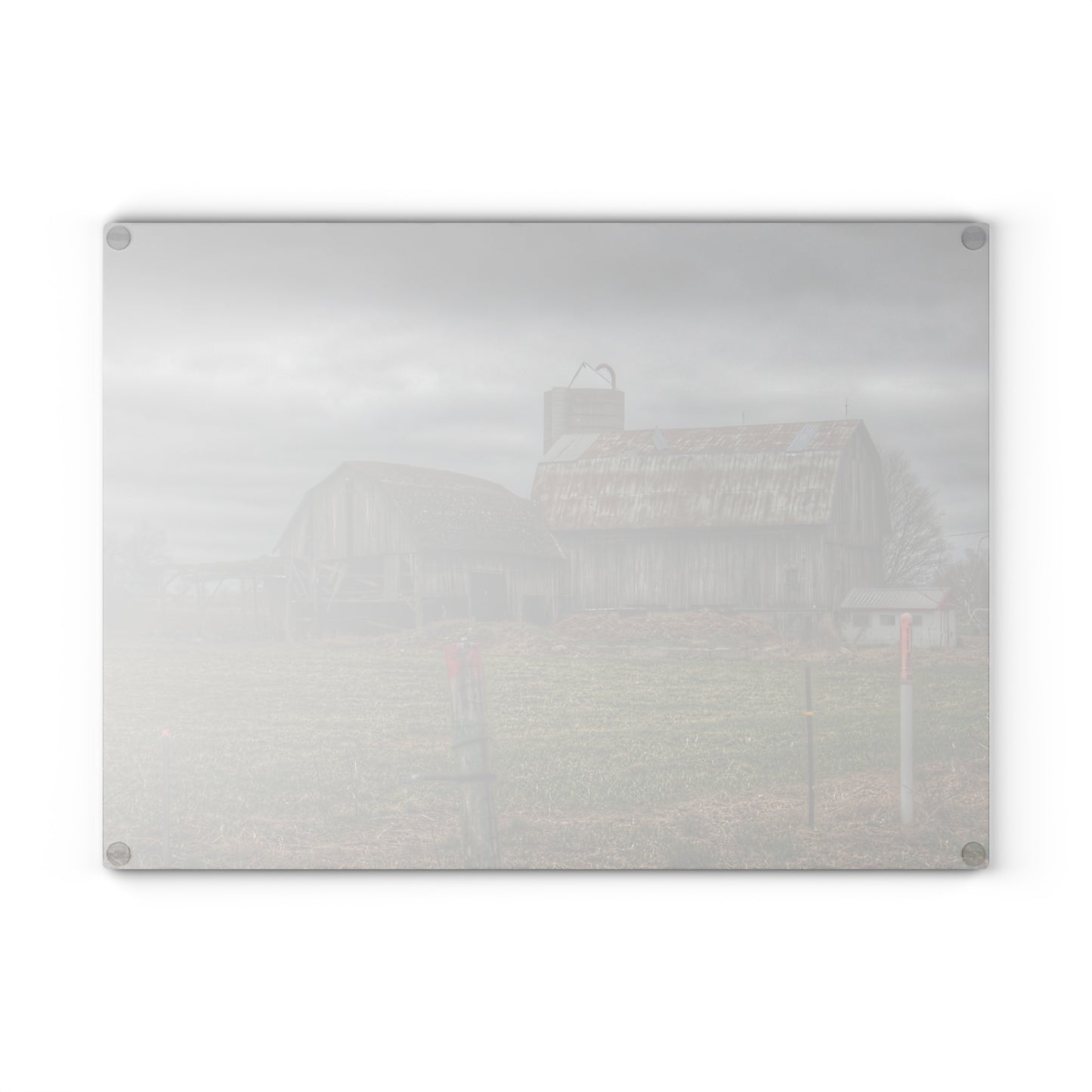 U R There Photography Dodge Road Grey II Rustic Farmhouse Tempered-Glass Cutting Board