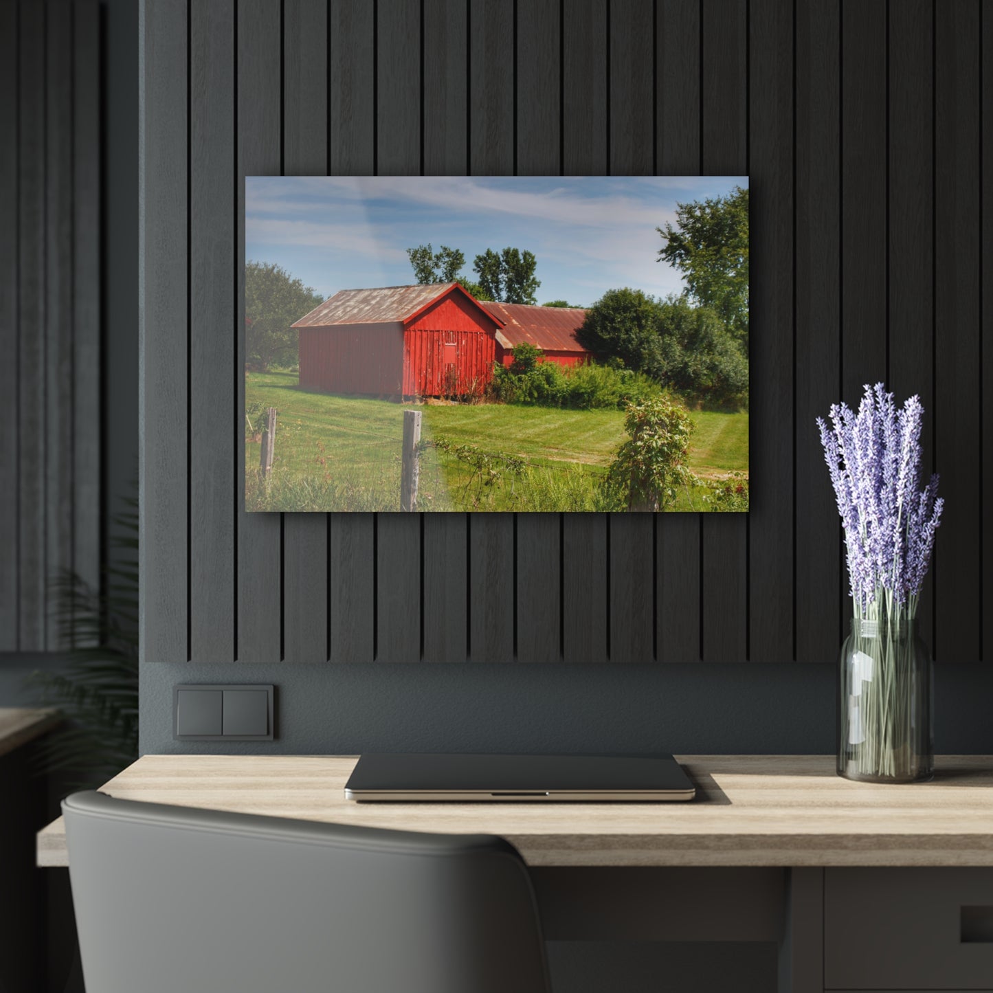 U R There Photography South Oak Road Reds II Rustic Farmhouse Acrylic Wall Print