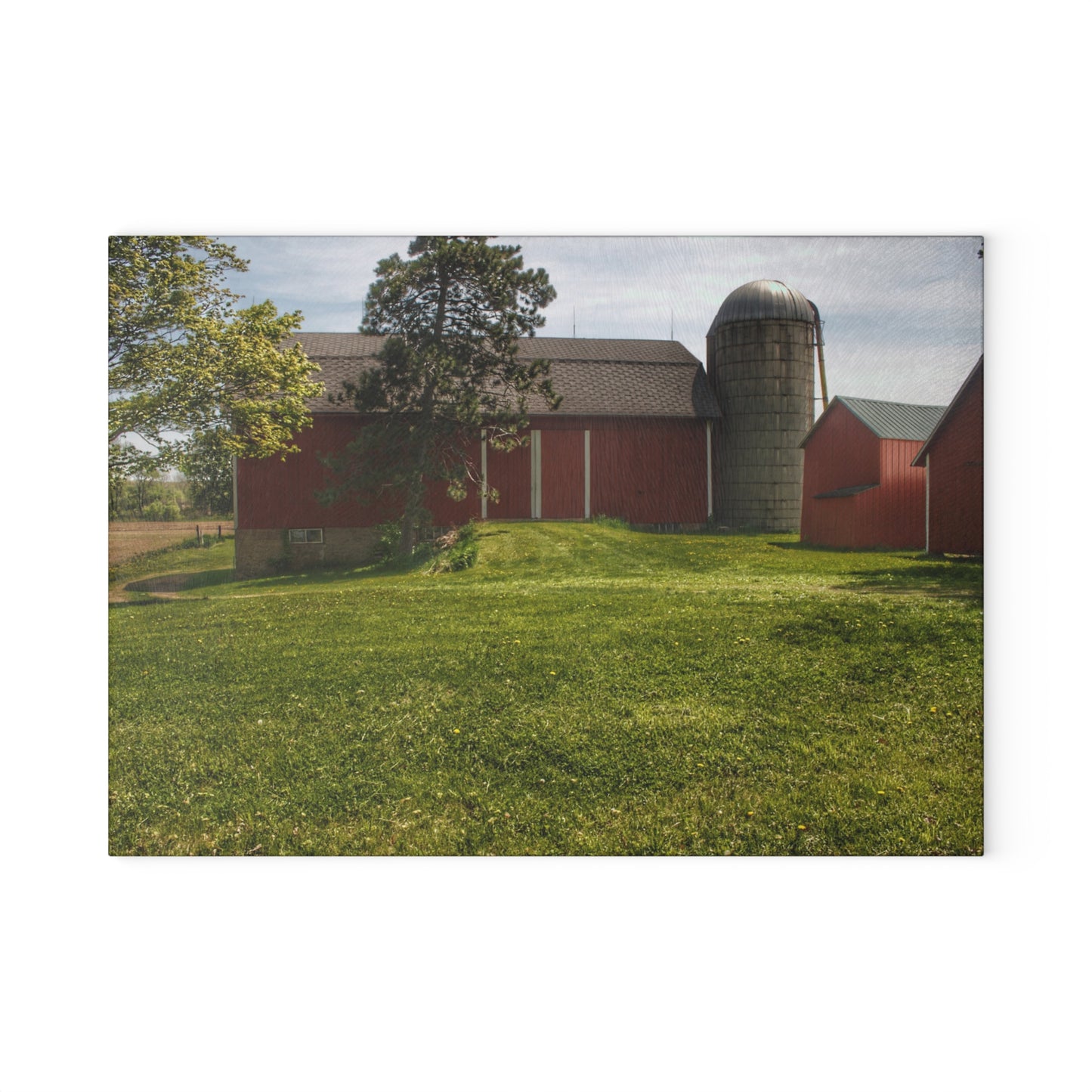 U R There Photography Maple Leaf Road Red Rustic Farmhouse Tempered-Glass Cutting Board