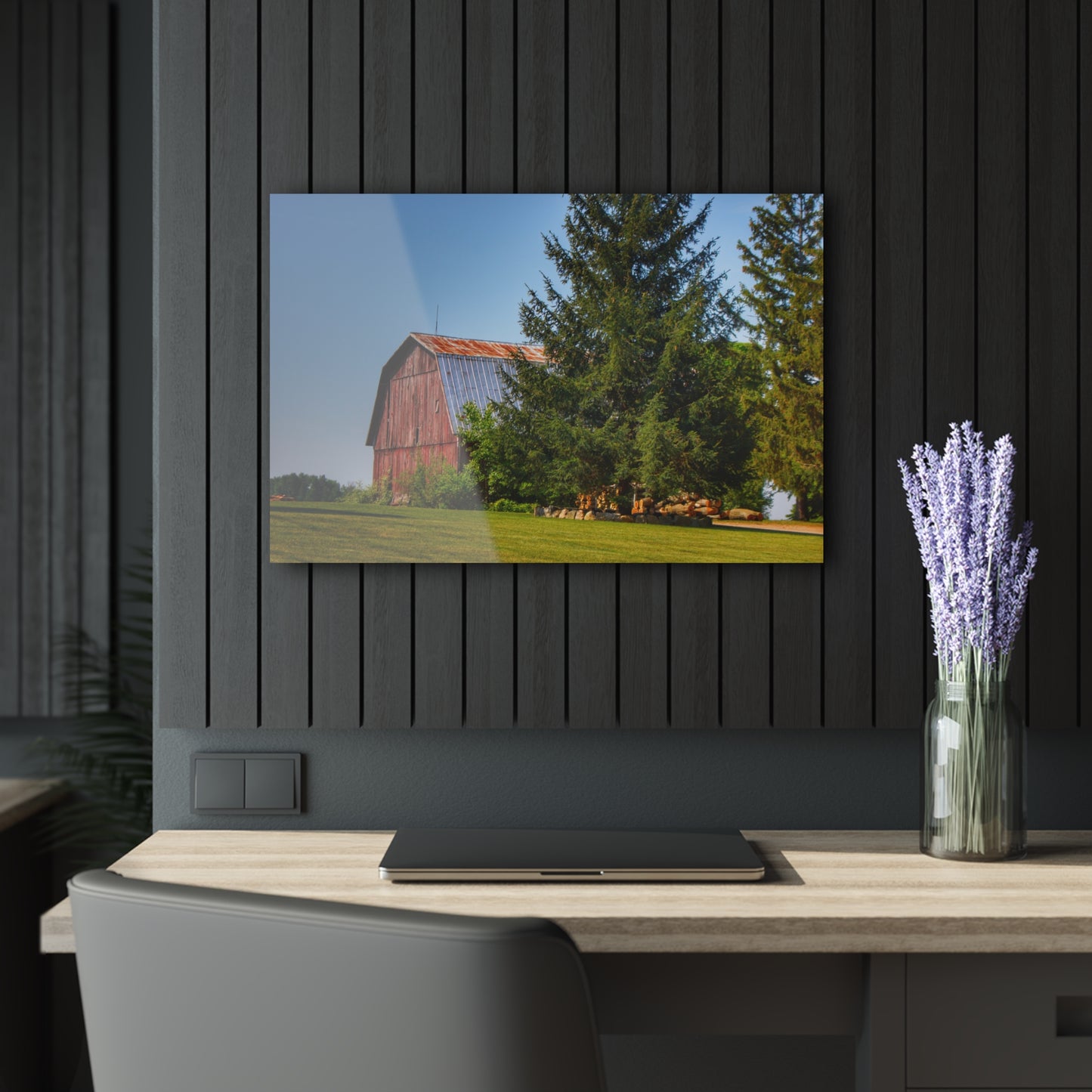 U R There Photography Mushroom Road Hidden Red Rustic Farmhouse Acrylic Wall Print