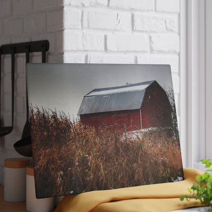 U R There Photography Noble Road Red Rustic Farmhouse Tempered-Glass Cutting Board