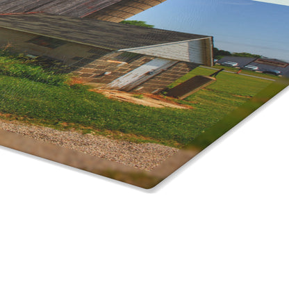 U R There Photography Marlette Red V Rustic Farmhouse Tempered-Glass Cutting Board