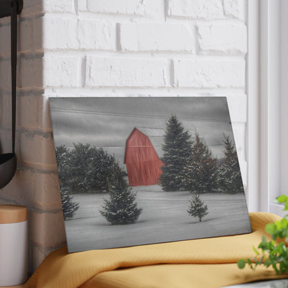U R There Photography Vernor Road Red II Rustic Farmhouse Tempered-Glass Cutting Board