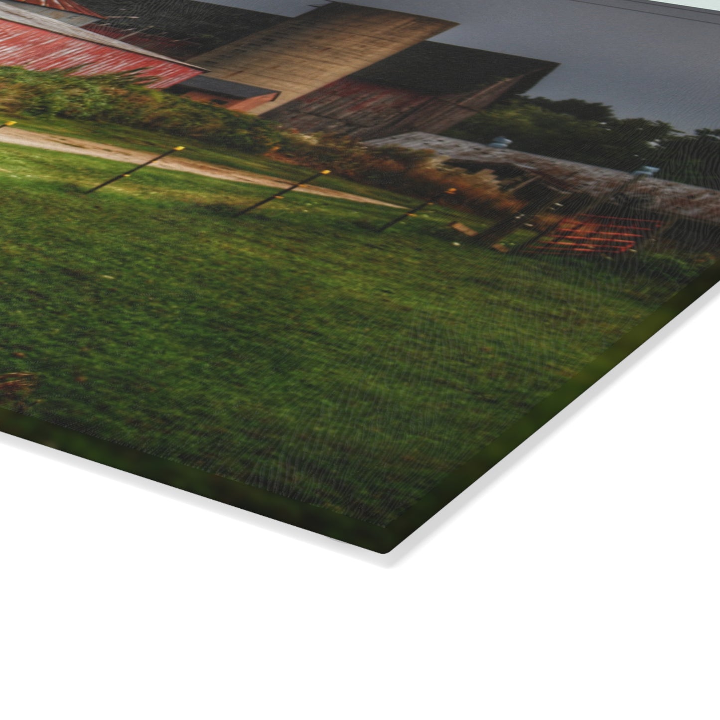 U R There Photography Path of Barns Rustic Farmhouse Tempered-Glass Cutting Board