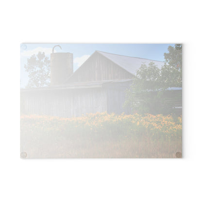 U R There Photography Church Road Grey II Rustic Farmhouse Tempered-Glass Cutting Board