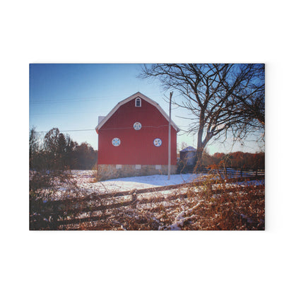U R There Photography Groveland Red Rustic Farmhouse Tempered-Glass Cutting Board