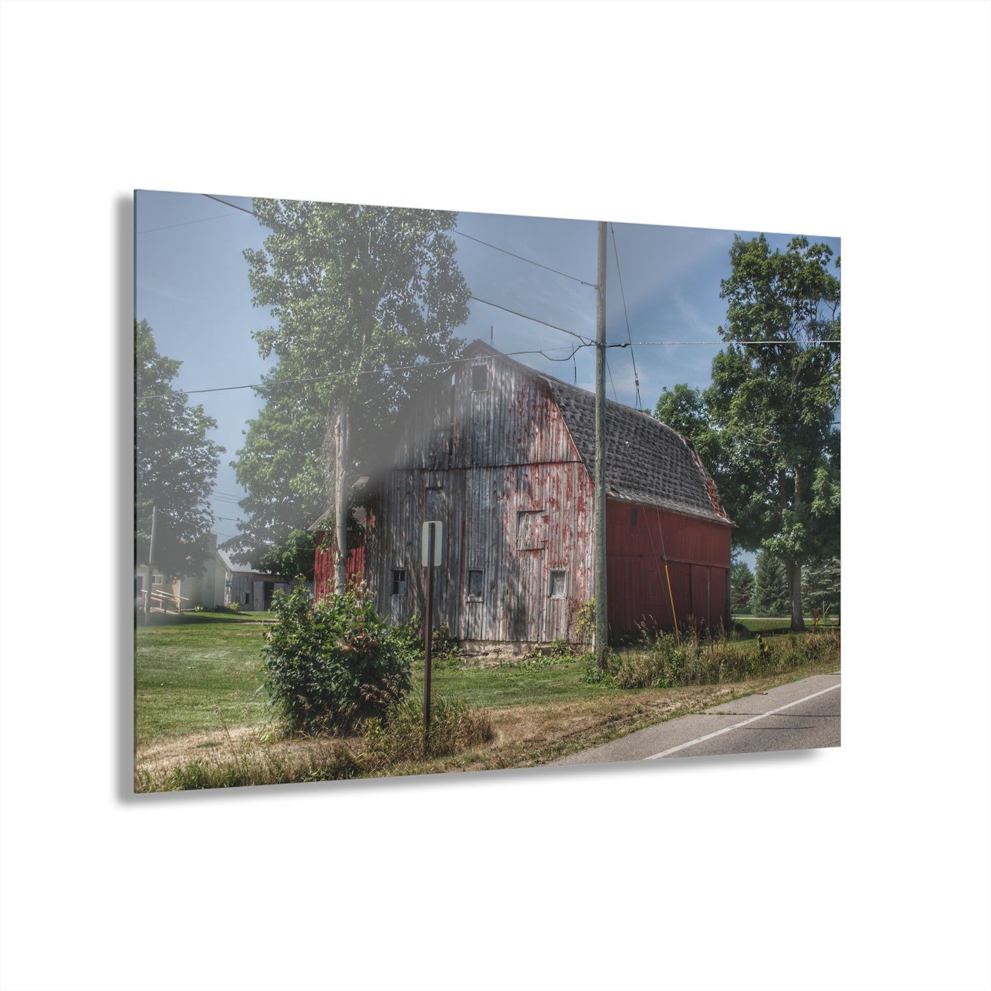 U R There Photography Roods Lake Road Red II Rustic Farmhouse Acrylic Wall Print