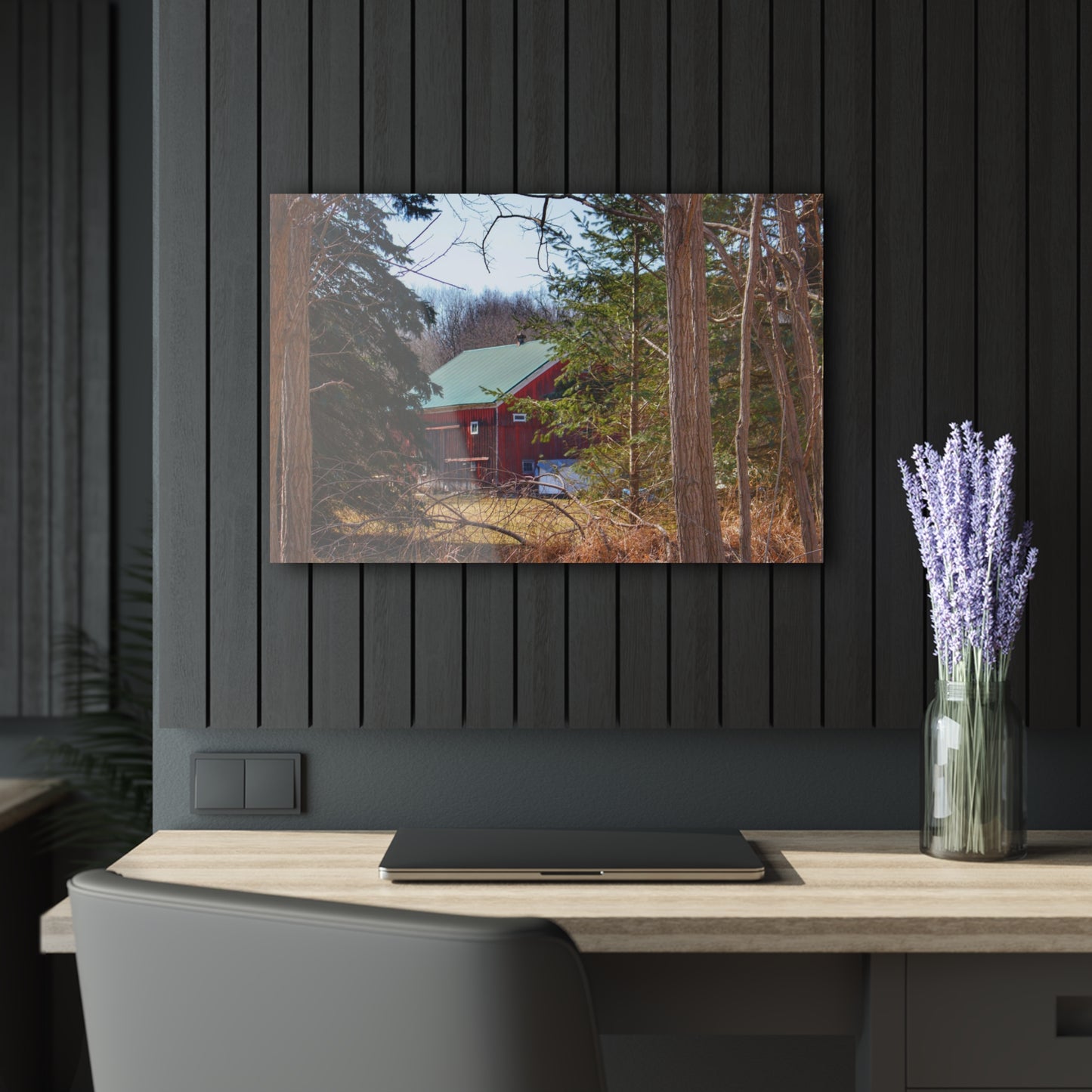 U R There Photography Bordman Road Hidden Red Rustic Farmhouse Acrylic Wall Print