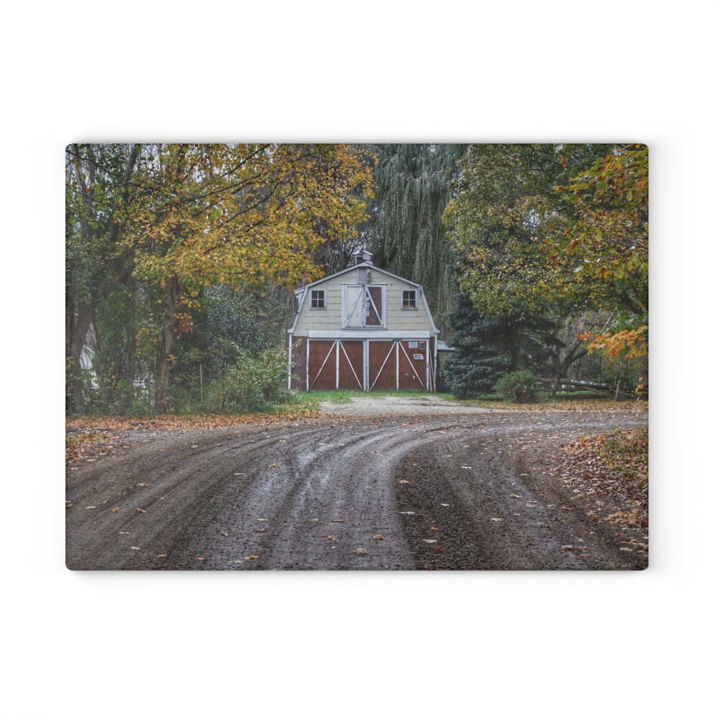 U R There Photography Barn at the Bend Rustic Farmhouse Tempered-Glass Cutting Board
