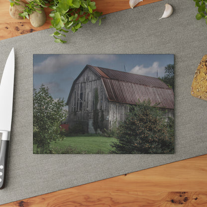 U R There Photography Columbiaville Grey Rustic Farmhouse Tempered-Glass Cutting Board
