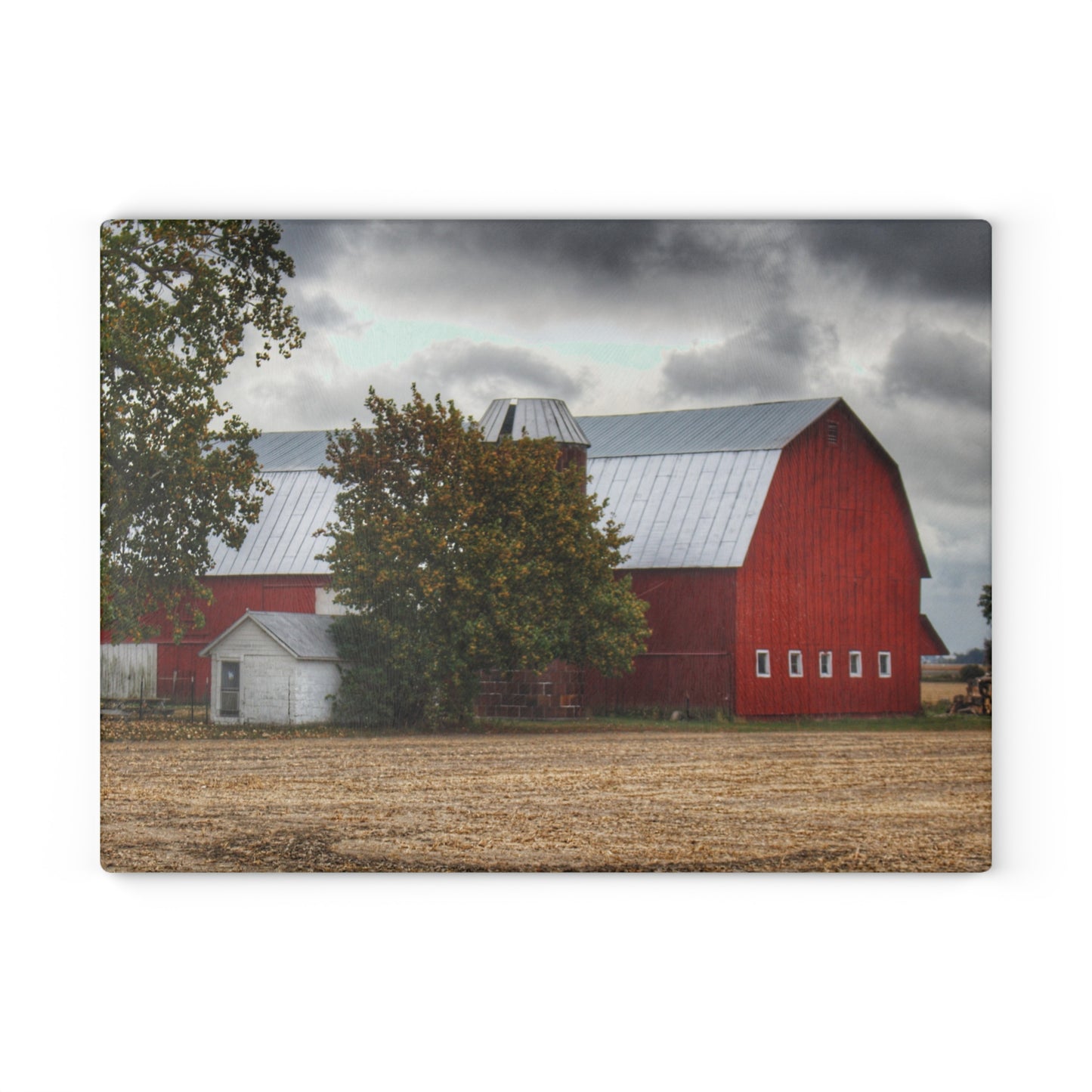 U R There Photography Wadsworth Road Red Rustic Farmhouse Tempered-Glass Cutting Board