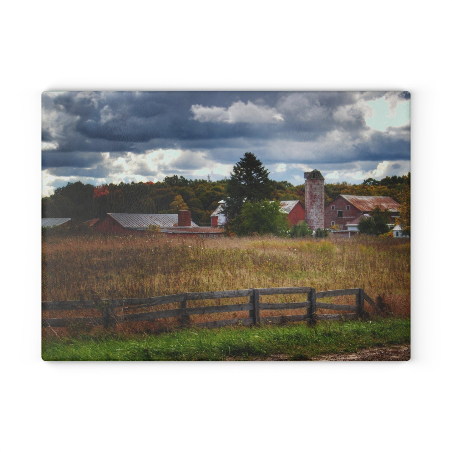U R There Photography Baldwin Road Farm Rustic Farmhouse Tempered-Glass Cutting Board