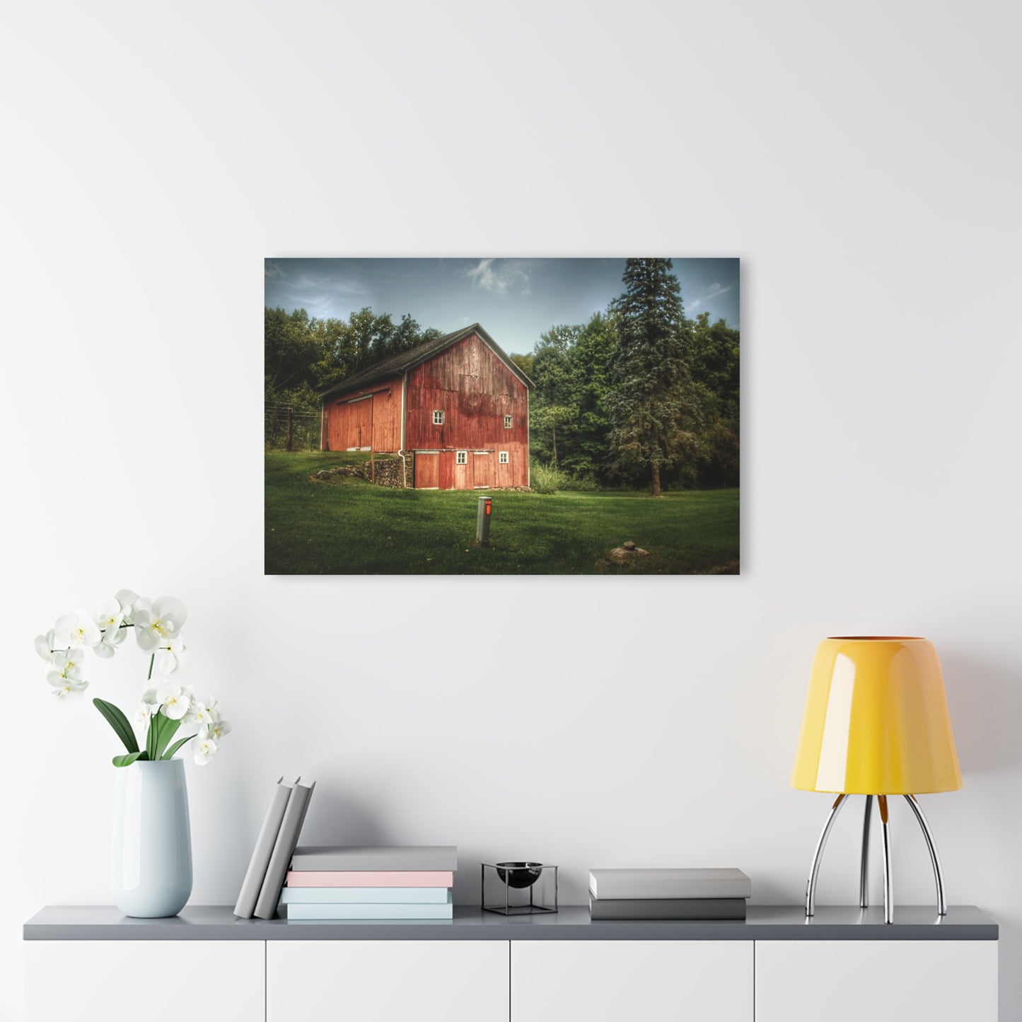 U R There Photography Buckhorn Lake Road Red Rustic Farmhouse Acrylic Wall Print