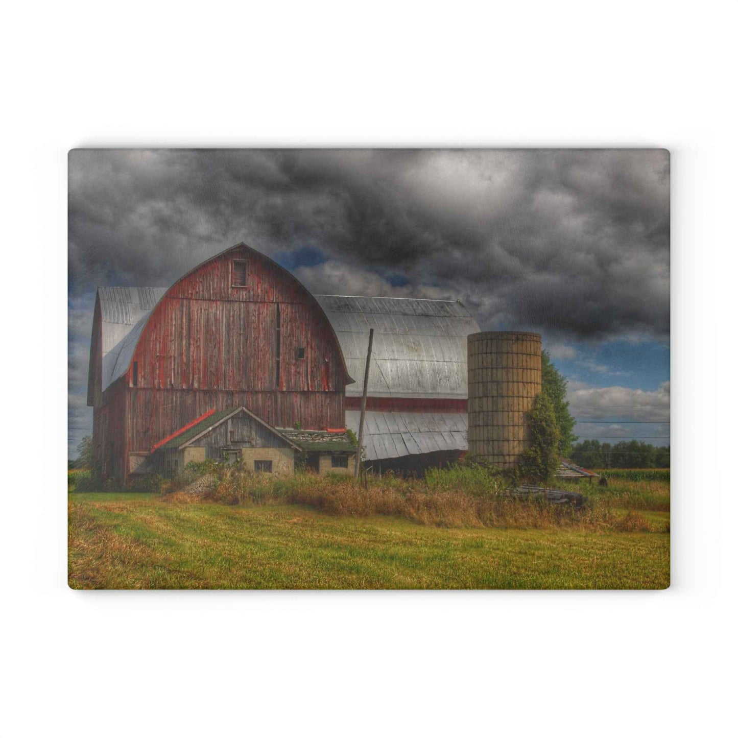 U R There Photography Valentine Road Red I Rustic Farmhouse Tempered-Glass Cutting Board