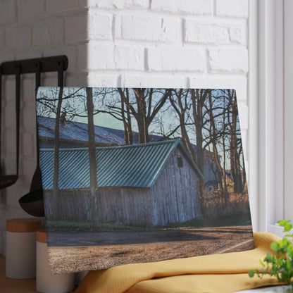 U R There Photography Baldwin Roadside Shack Rustic Farmhouse Tempered-Glass Cutting Board