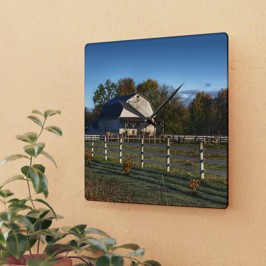 U R There Photography Dayton Road White Rustic Farmhouse Acrylic Analog Wall Clock
