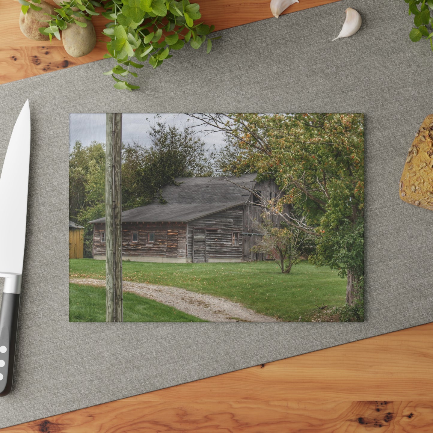 U R There Photography Hayes Road Hidden II Rustic Farmhouse Tempered-Glass Cutting Board