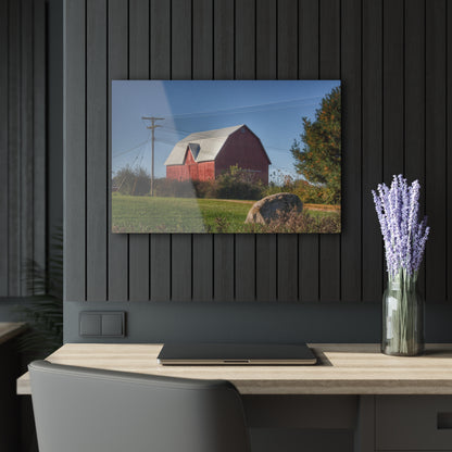 U R There Photography Hemingway Lake Road Red Rustic Farmhouse Acrylic Wall Print