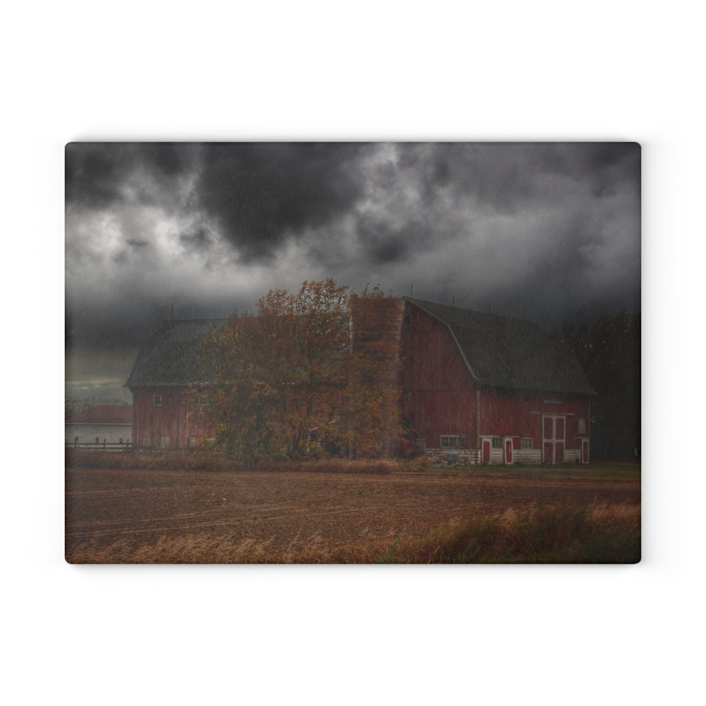 U R There Photography Hinson Road Red Rustic Farmhouse Tempered-Glass Cutting Board