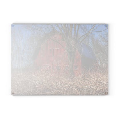 U R There Photography East Dodge Road Red Rustic Farmhouse Tempered-Glass Cutting Board