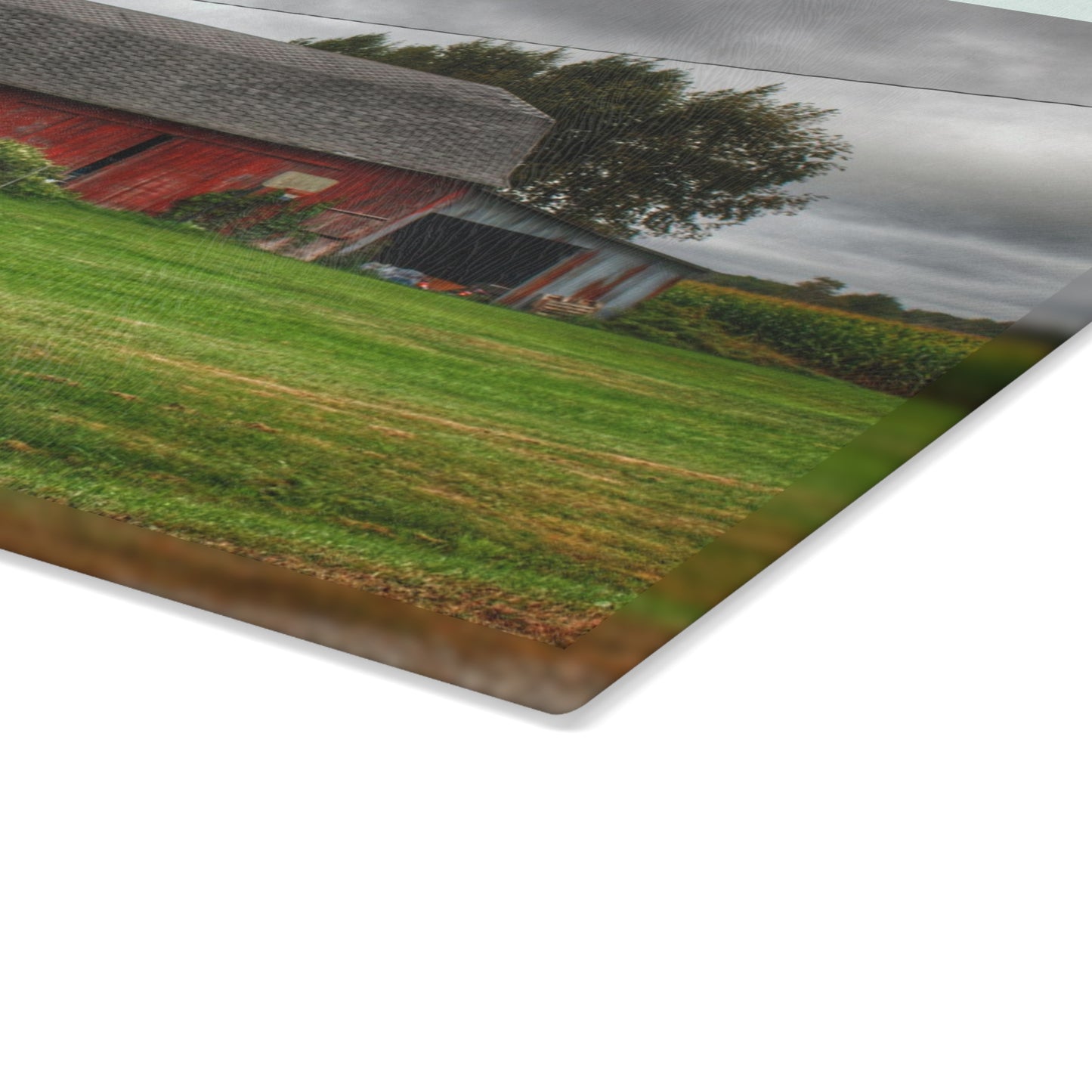 U R There Photography Country Red Rustic Farmhouse Tempered-Glass Cutting Board