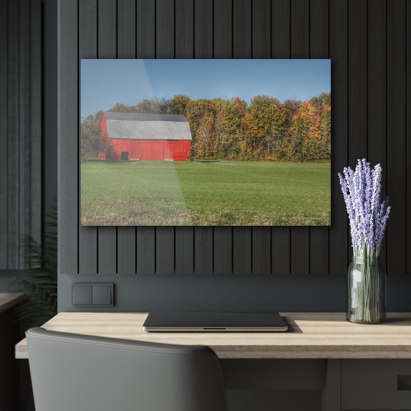 U R There Photography Ubly Road Red Rustic Farmhouse Acrylic Wall Print