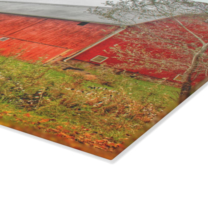 U R There Photography Cramton Road Reds I Rustic Farmhouse Tempered-Glass Cutting Board