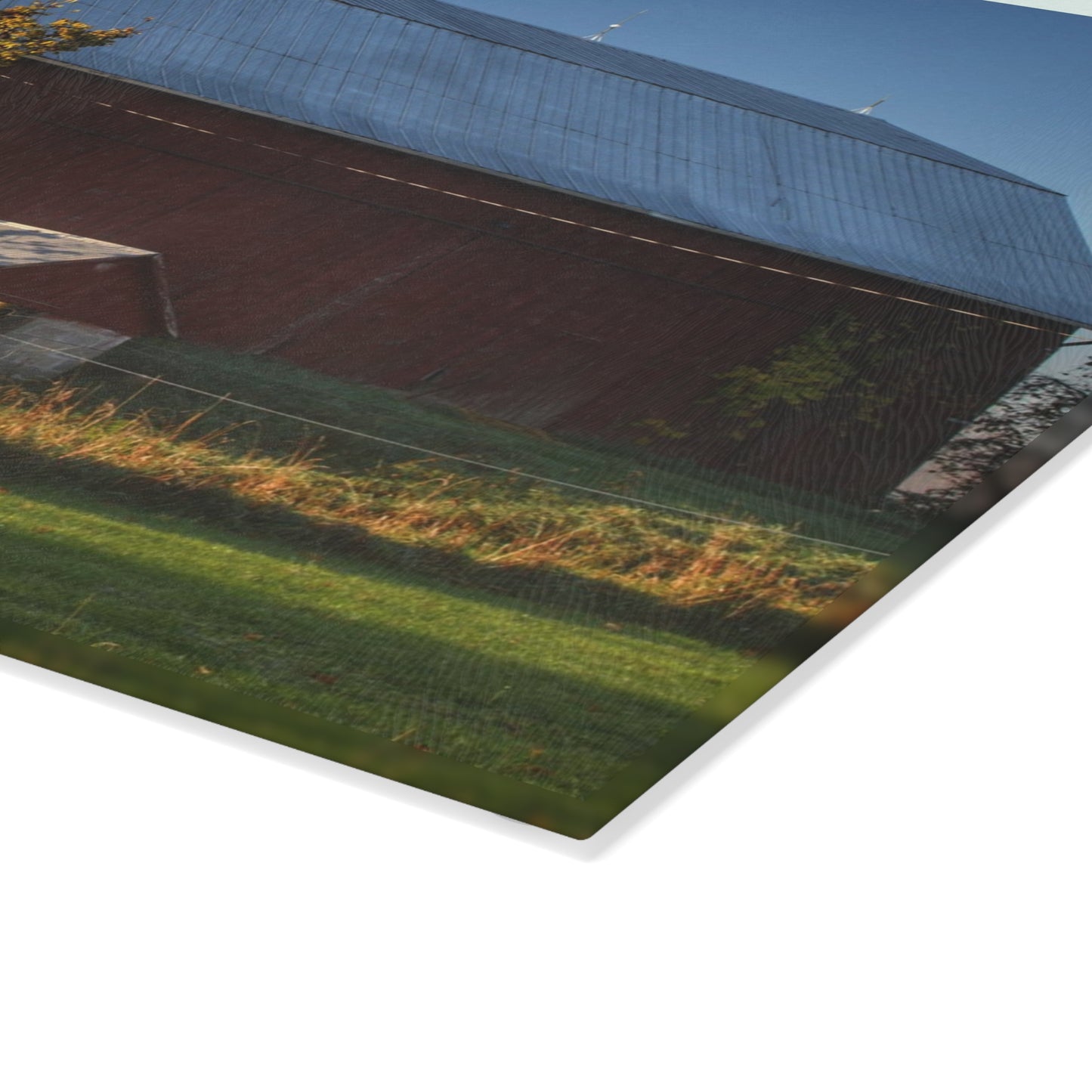 U R There Photography Columbiaville Red III Rustic Farmhouse Tempered-Glass Cutting Board