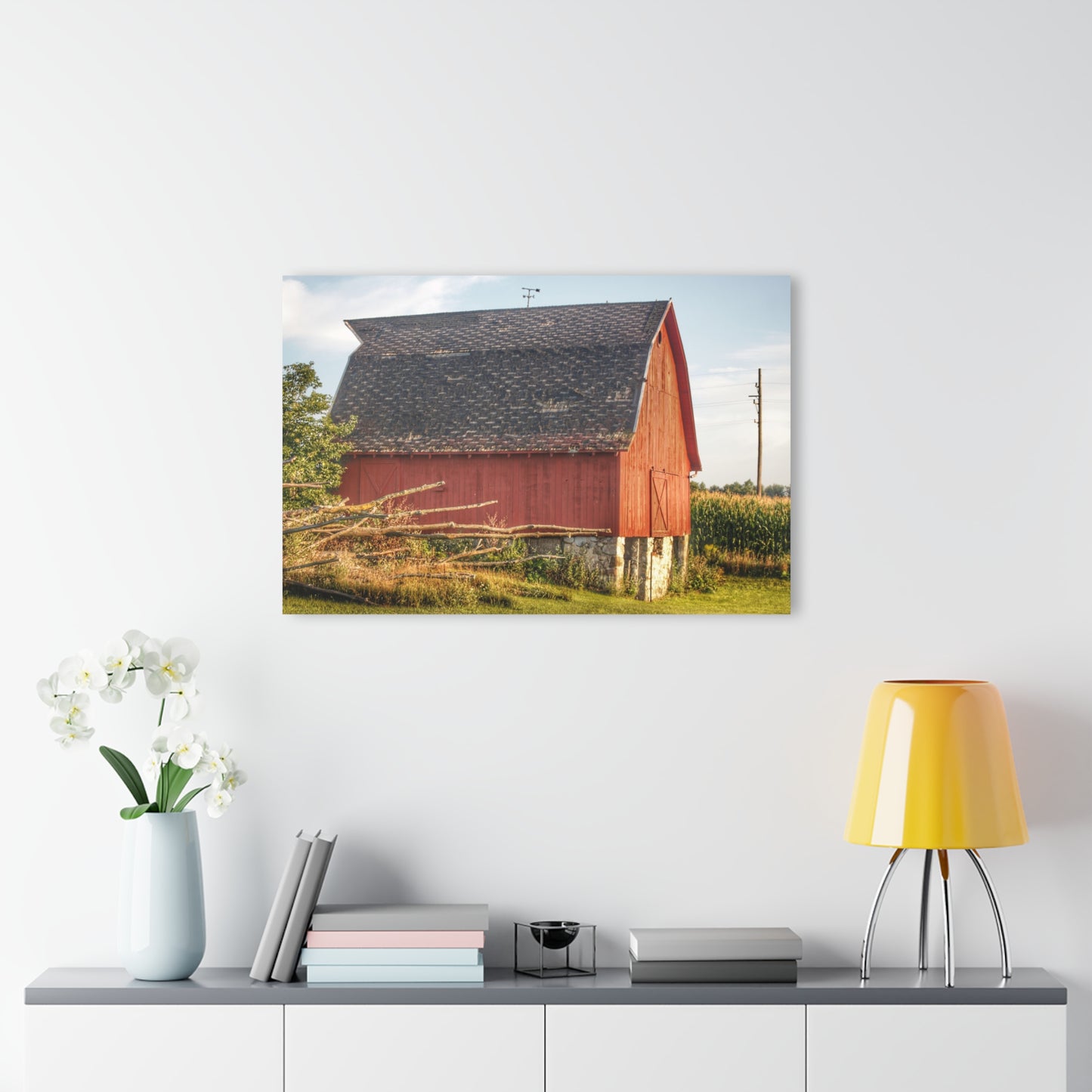U R There Photography Otter Lake Road Red II Rustic Farmhouse Acrylic Wall Print