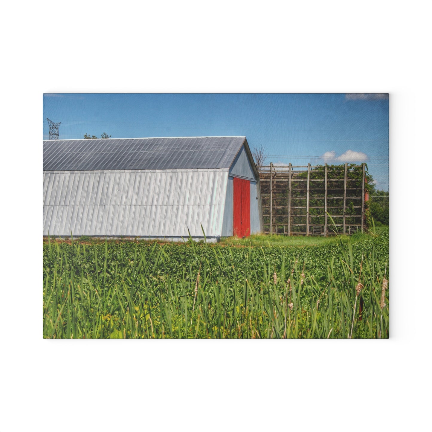 U R There Photography Montrose Farm II Rustic Farmhouse Tempered-Glass Cutting Board