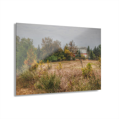 U R There Photography Hadley Road Hidden Red in Fall Rustic Farmhouse Acrylic Wall Print