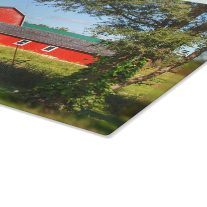 U R There Photography Lake Pleasant Reds II Rustic Farmhouse Tempered-Glass Cutting Board
