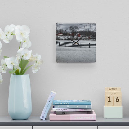U R There Photography Barns of Barber Road II Rustic Farmhouse Acrylic Analog Wall Clock
