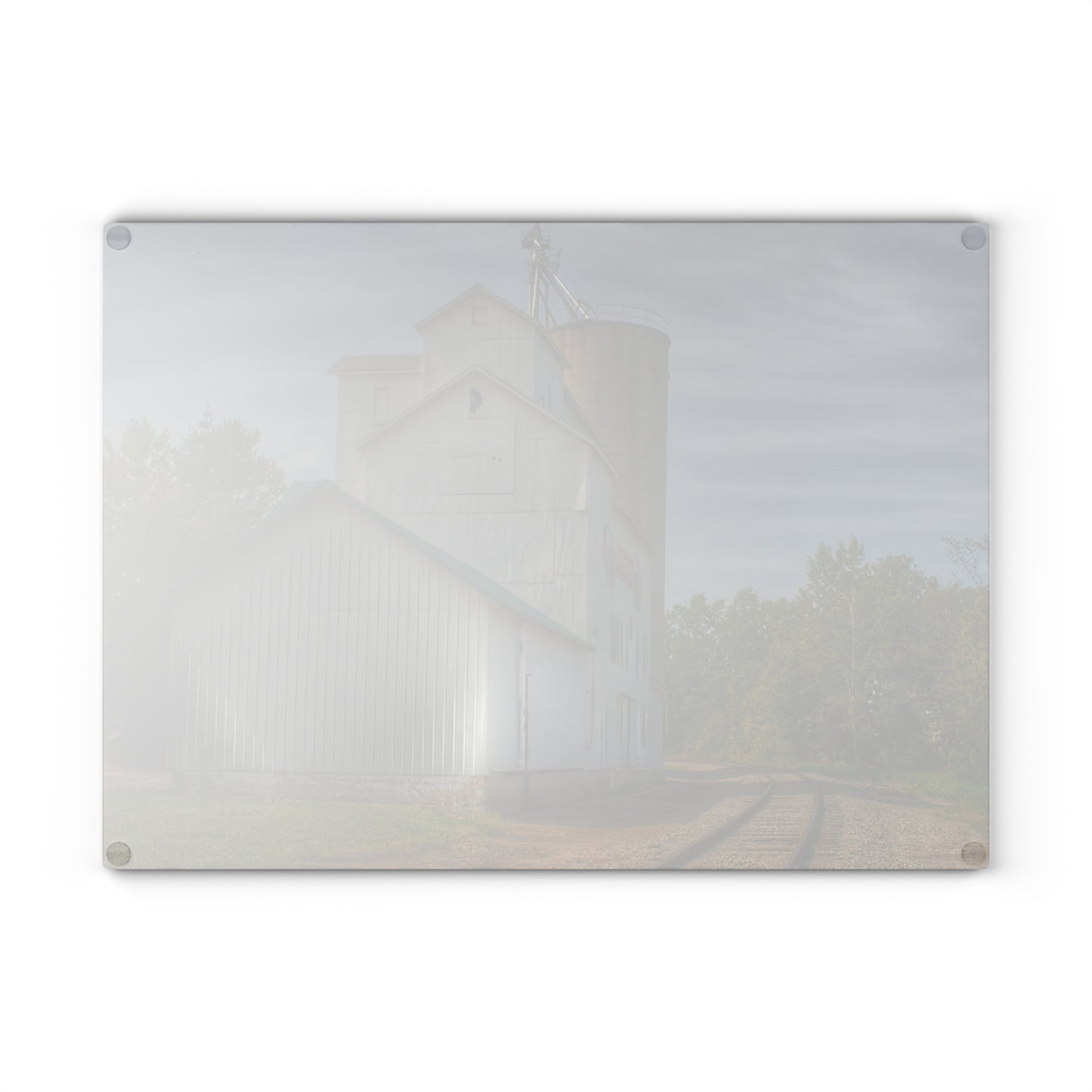 U R There Photography Attica Grey Rustic Farmhouse Tempered-Glass Cutting Board