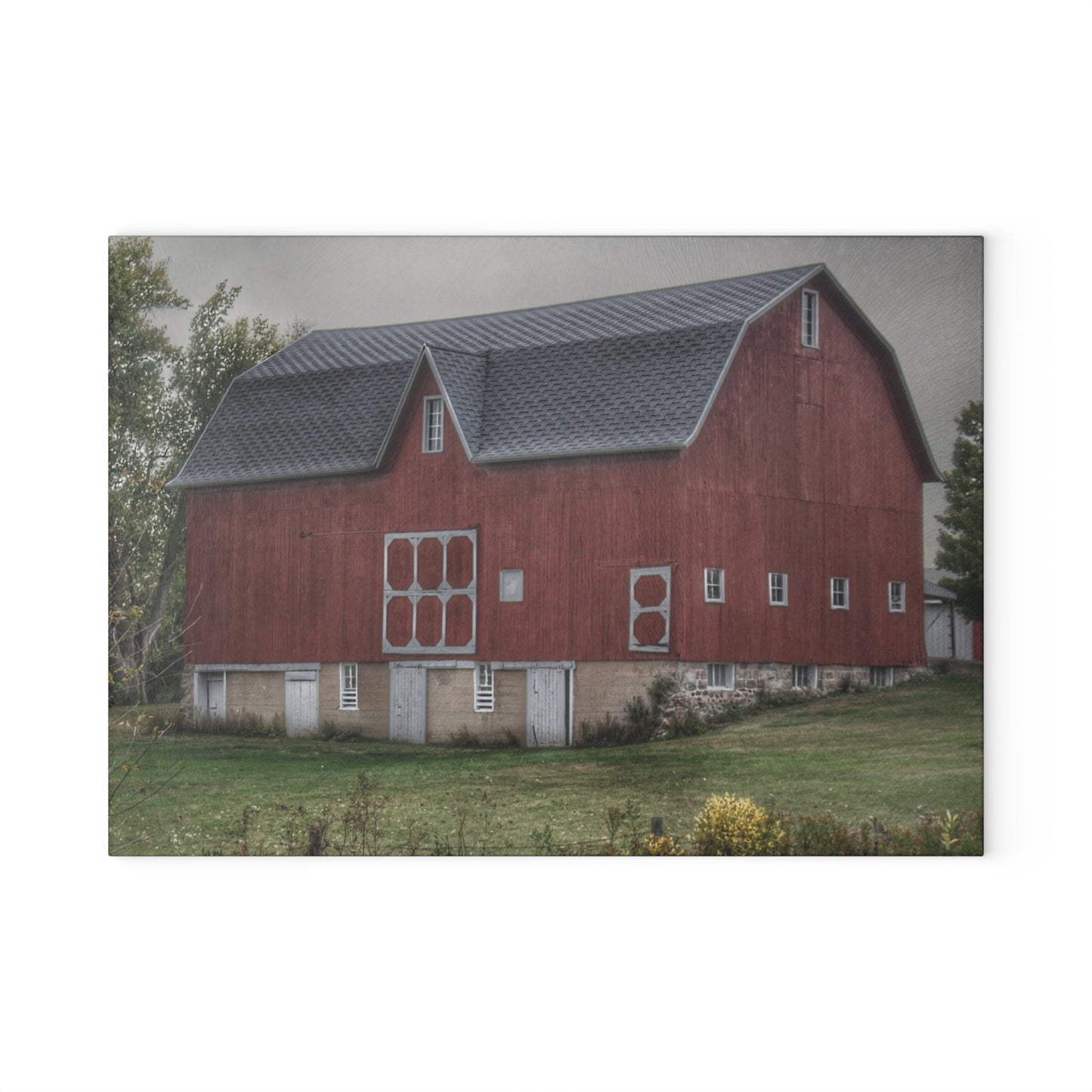 U R There Photography Vassar Road Red I Rustic Farmhouse Tempered-Glass Cutting Board
