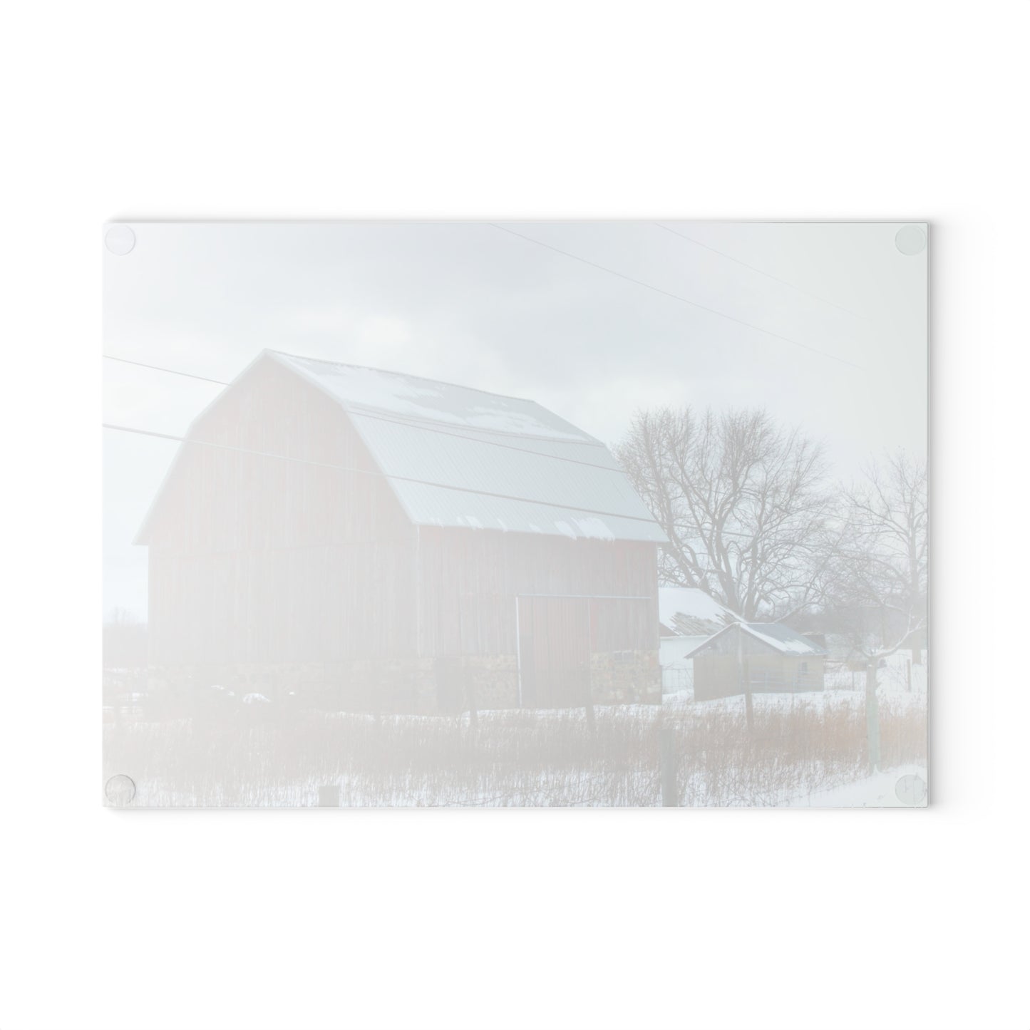 U R There Photography Lake Pleasant Stone Red and Little Grey Rustic Farmhouse Tempered-Glass Cutting Board
