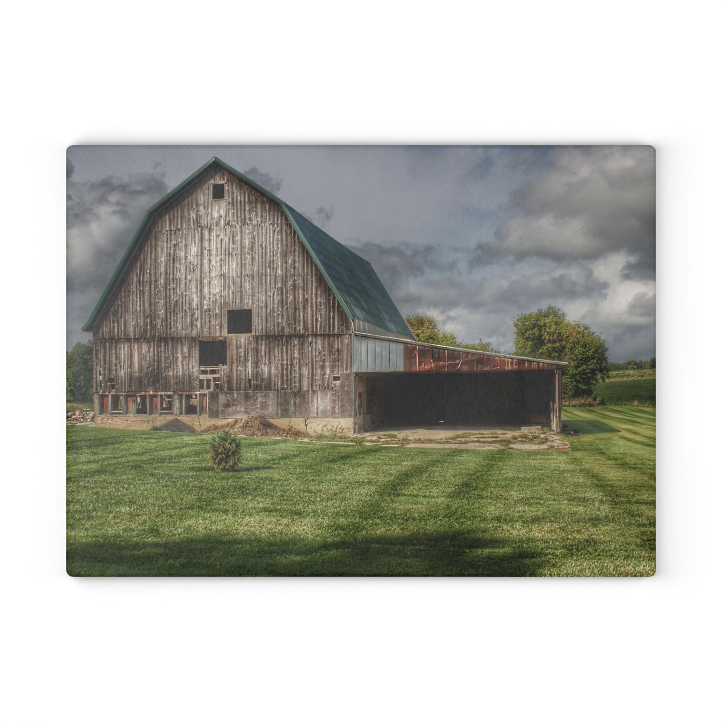 U R There Photography Bishop Grey II Rustic Farmhouse Tempered-Glass Cutting Board 11"x 15"