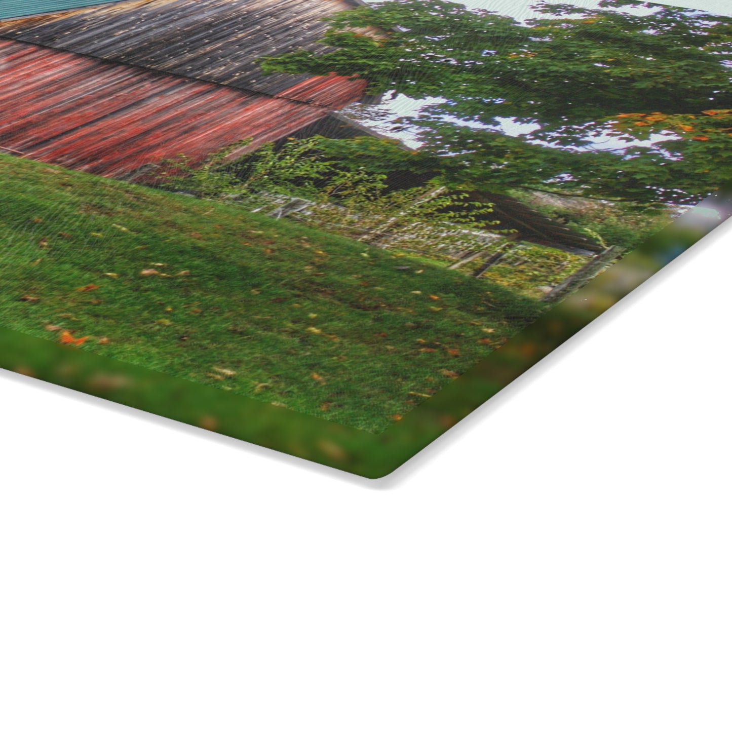 U R There Photography Frances Road Old Red I Rustic Farmhouse Tempered-Glass Cutting Board