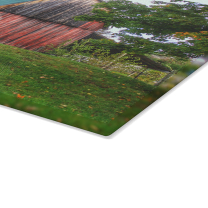 U R There Photography Frances Road Old Red I Rustic Farmhouse Tempered-Glass Cutting Board
