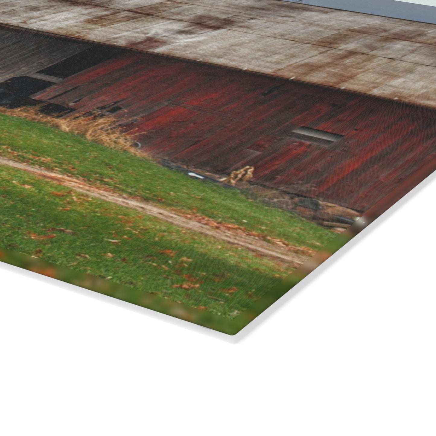U R There Photography Castle Road Relic Red Rustic Farmhouse Tempered-Glass Cutting Board