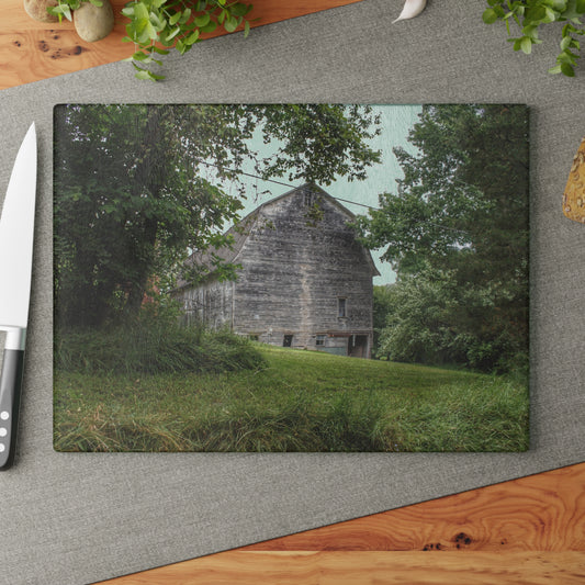 U R There Photography Snell Grey Rustic Farmhouse Tempered-Glass Cutting Board