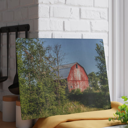 Barn Boutique Rustic Tempered-Glass Cutting Board| Columbiaville Red in Summer II