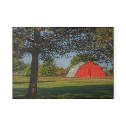 U R There Photography Peppermill Road Hidden Red Rustic Farmhouse Tempered-Glass Cutting Board