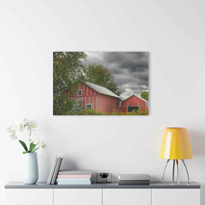 U R There Photography Pinstripe Barn and Buddy I Rustic Farmhouse Acrylic Wall Print