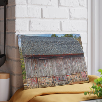 U R There Photography Leix Road Stone Red Rustic Farmhouse Tempered-Glass Cutting Board