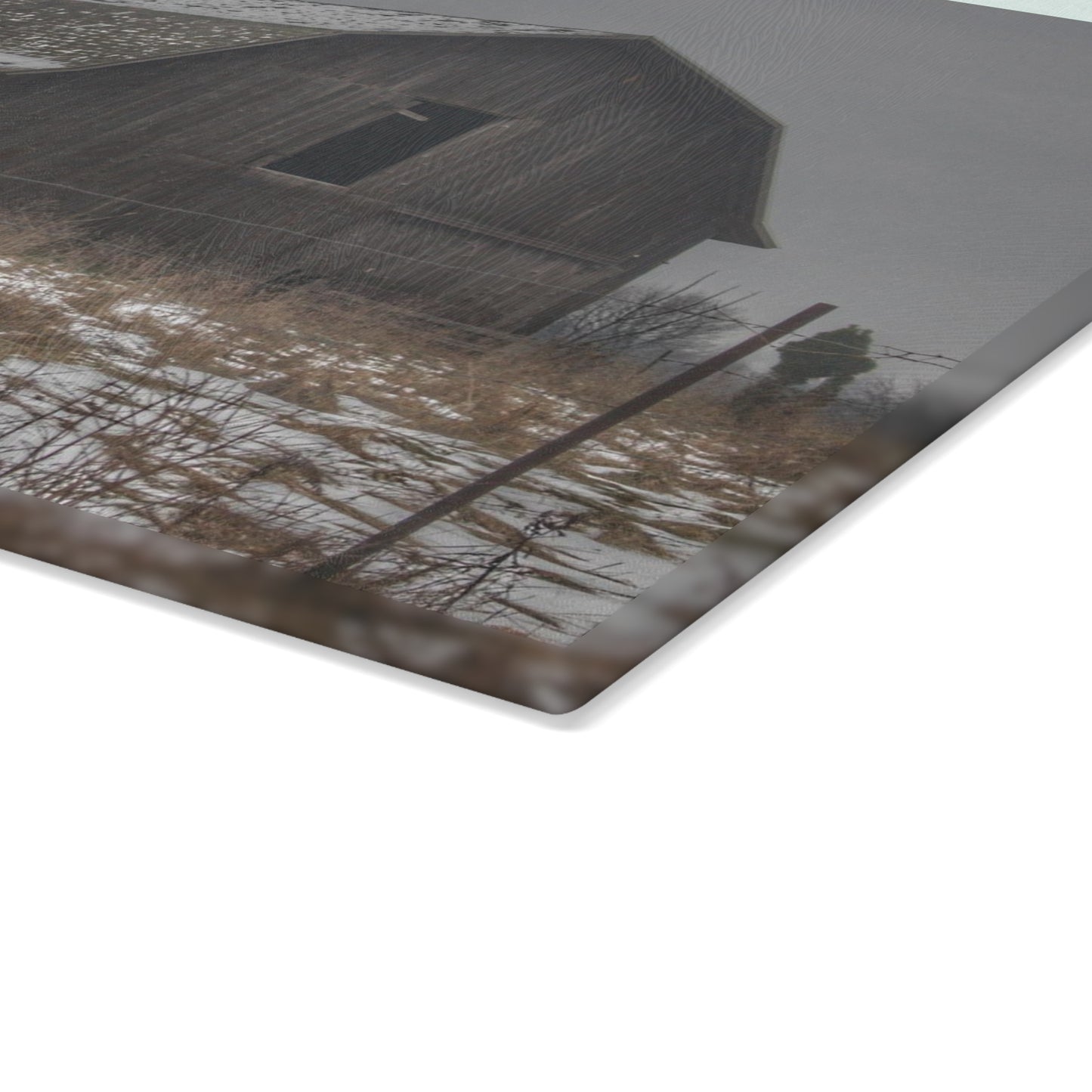 U R There Photography South Kirk Road Grey Rustic Farmhouse Tempered-Glass Cutting Board