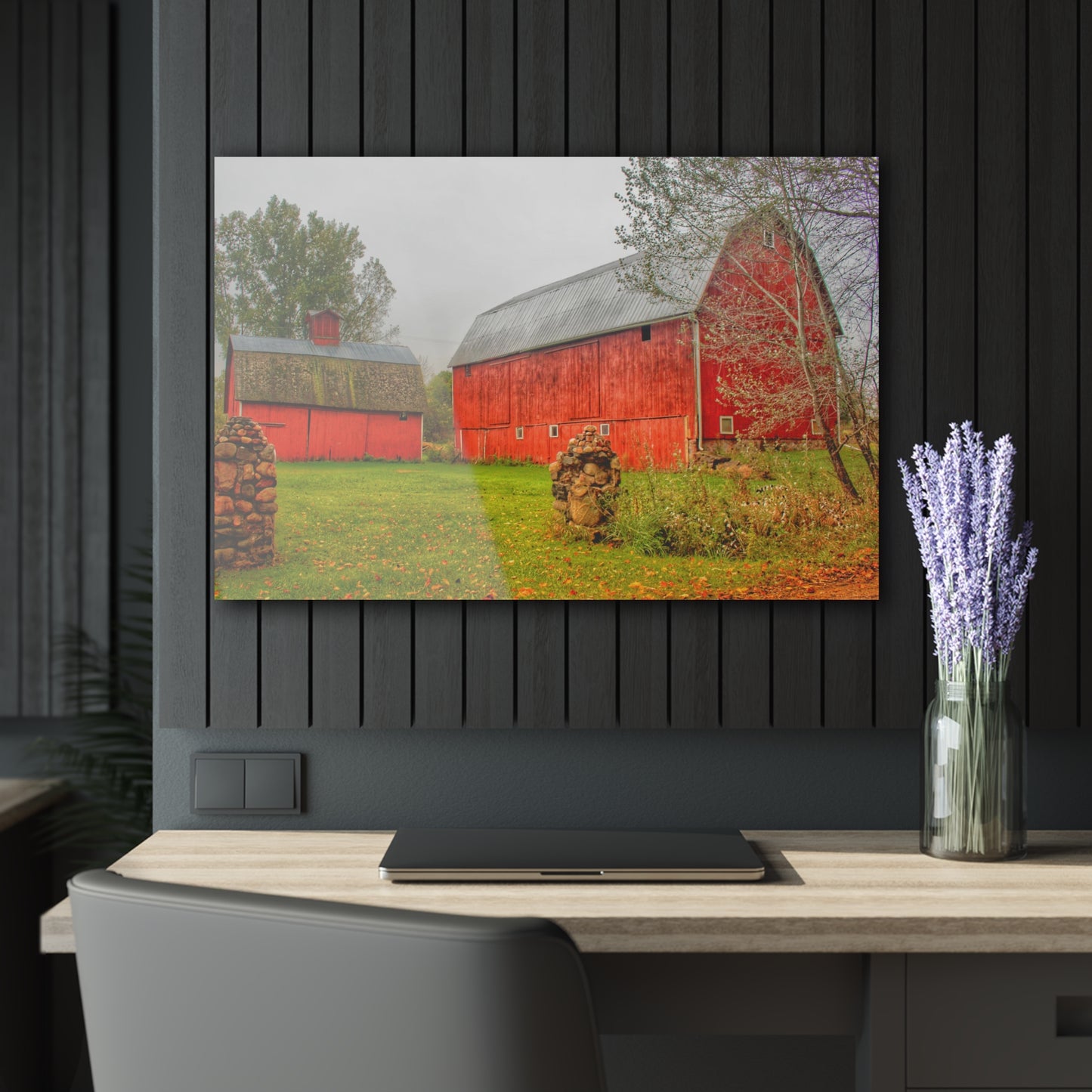 U R There Photography Cramton Road Reds I Rustic Farmhouse Acrylic Wall Print