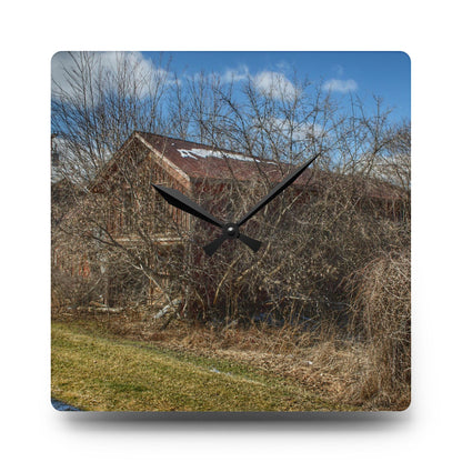U R There Photography Buried Burnside Greys I Rustic Farmhouse Acrylic Analog Wall Clock